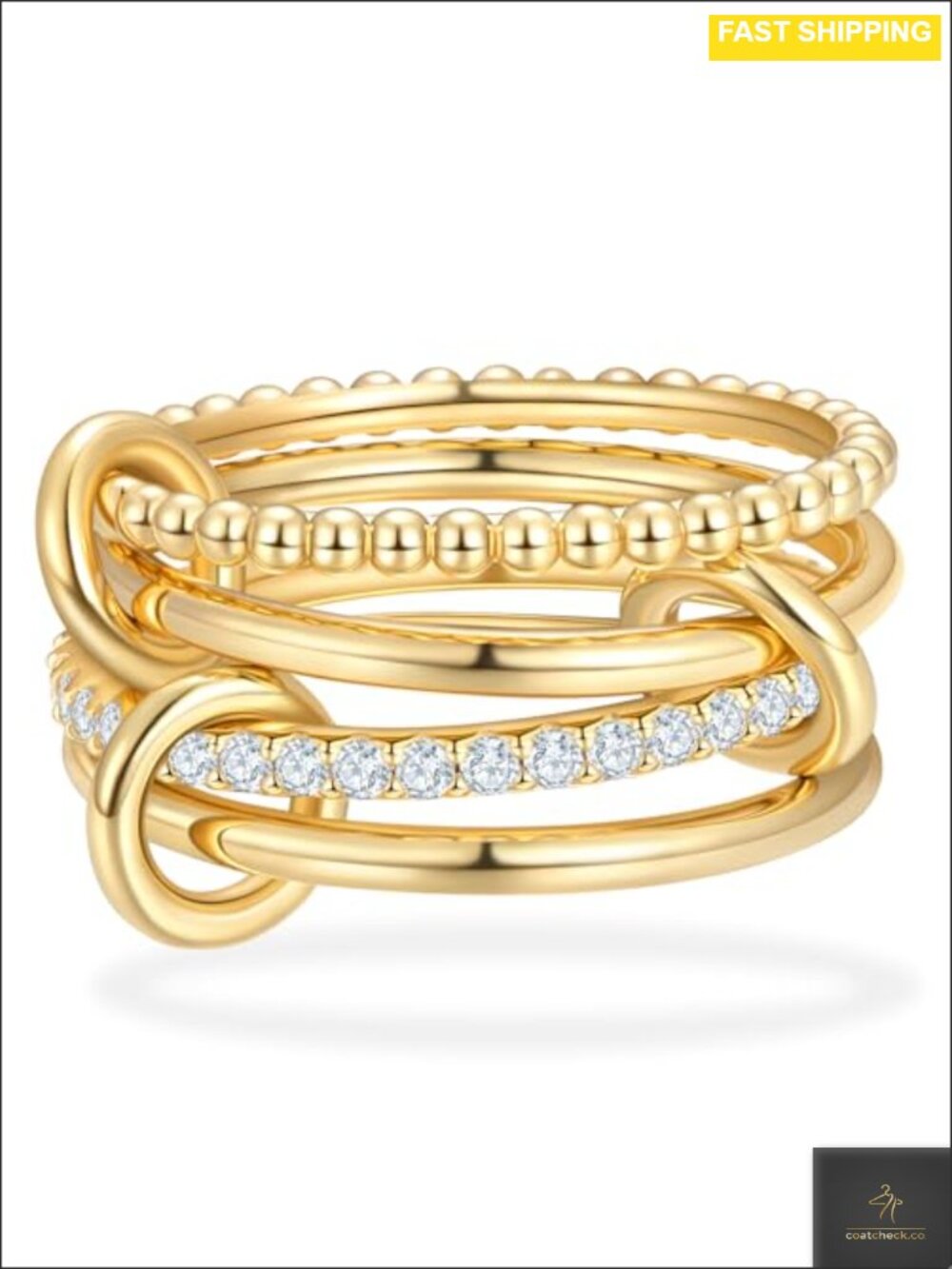 14K Gold Plated 925 Sterling Silver Moissanite Stacking Ring